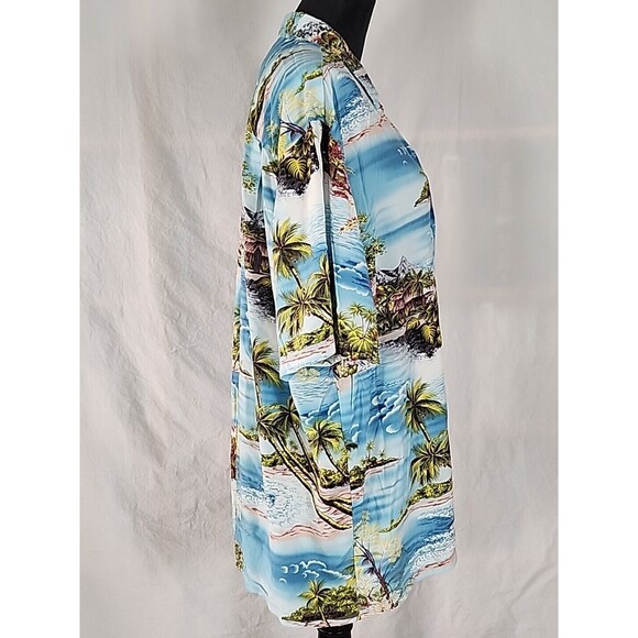 Kalaheo Mens XL Blue Hawaiian Print Short Sleeve Button Up Shirt Aloha Island - Picture 5 of 10